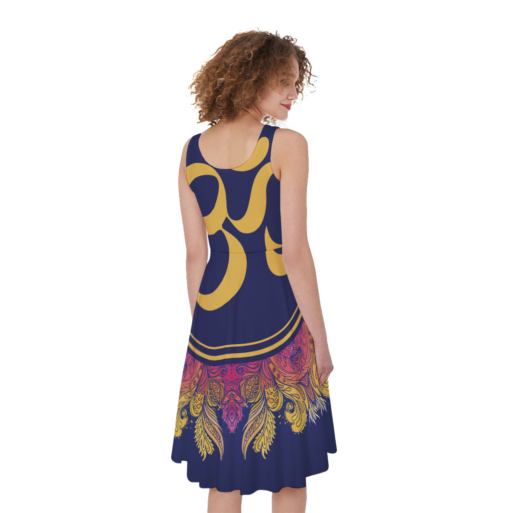 Boho Om Mandala Print Women's Sleeveless Dress