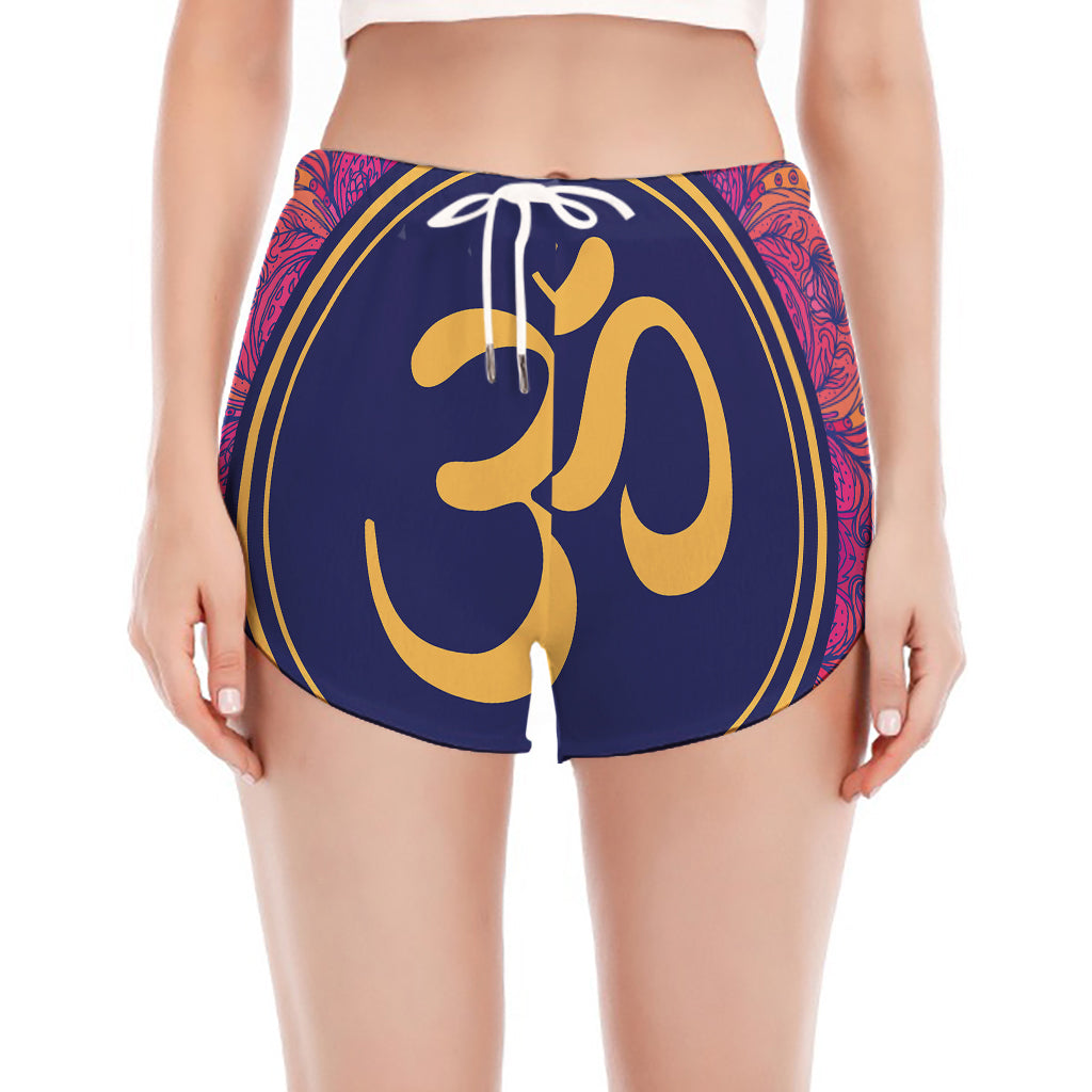 Boho Om Mandala Print Women's Split Running Shorts