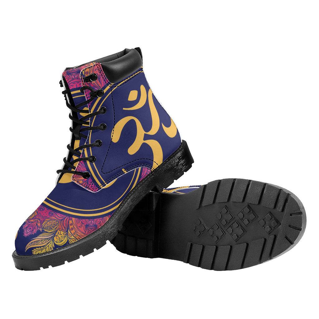 Boho Om Mandala Print Work Boots