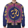 Boho Om Mandala Print Zip Sleeve Bomber Jacket