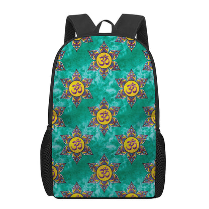 Boho Om Sign Pattern Print 17 Inch Backpack