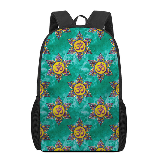 Boho Om Sign Pattern Print 17 Inch Backpack