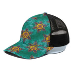 Boho Om Sign Pattern Print Black Mesh Trucker Cap