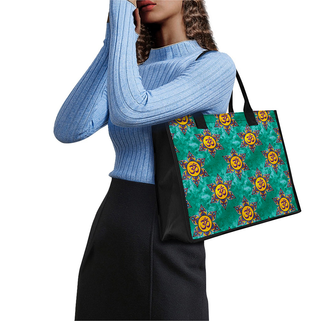Boho Om Sign Pattern Print Canvas Tote Bag
