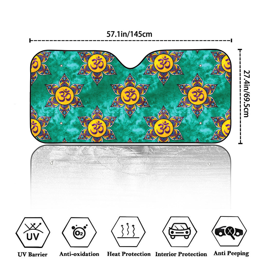Boho Om Sign Pattern Print Car Windshield Sun Shade