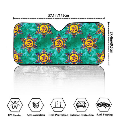 Boho Om Sign Pattern Print Car Windshield Sun Shade