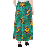 Boho Om Sign Pattern Print Chiffon Maxi Skirt