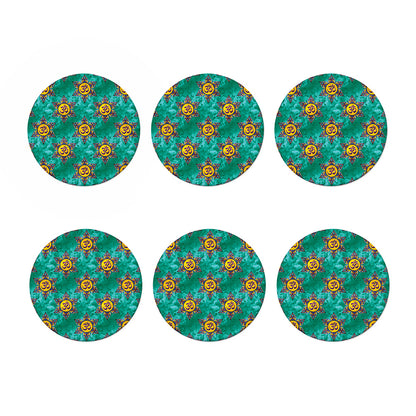 Boho Om Sign Pattern Print Coaster Set