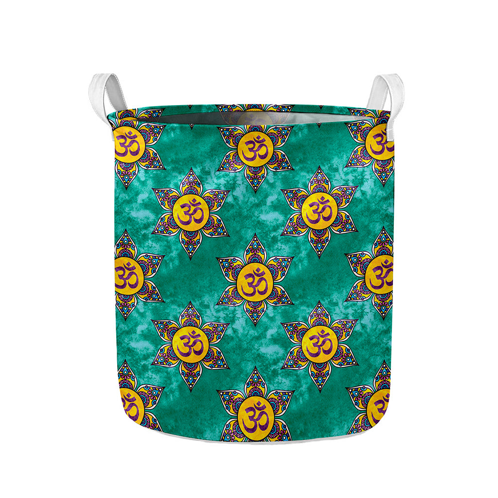 Boho Om Sign Pattern Print Collapsible Laundry Basket