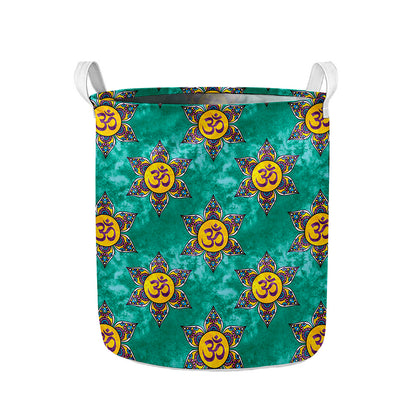 Boho Om Sign Pattern Print Collapsible Laundry Basket