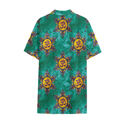 Boho Om Sign Pattern Print Cotton Hawaiian Shirt