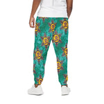 Boho Om Sign Pattern Print Cotton Pants