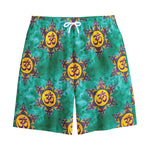 Boho Om Sign Pattern Print Cotton Shorts