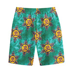 Boho Om Sign Pattern Print Cotton Shorts