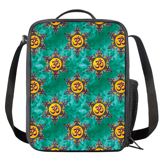 Boho Om Sign Pattern Print Crossbody Lunch Bag