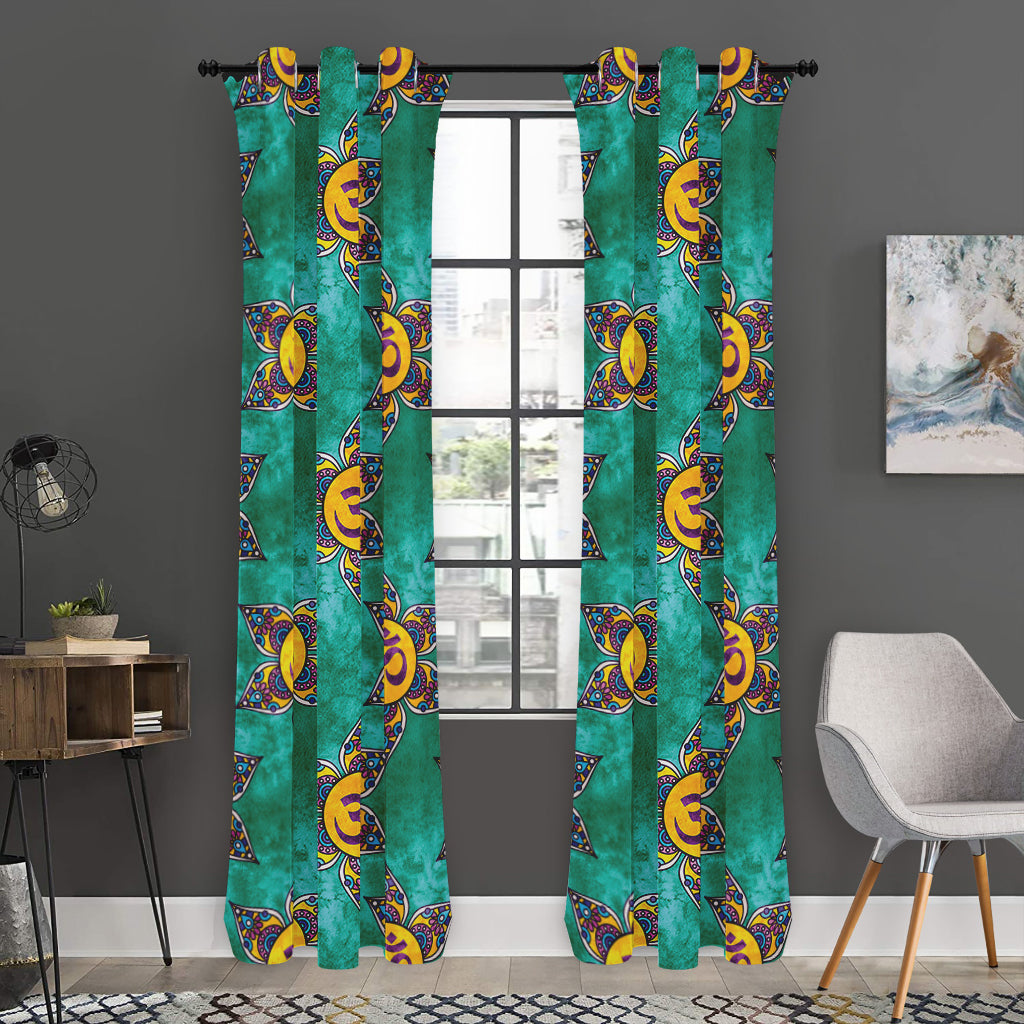 Boho Om Sign Pattern Print Curtain