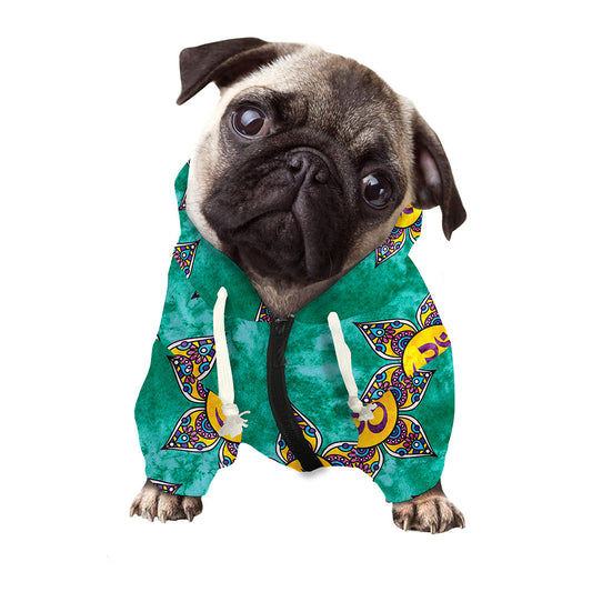 Boho Om Sign Pattern Print Dog Zip Up Hoodie