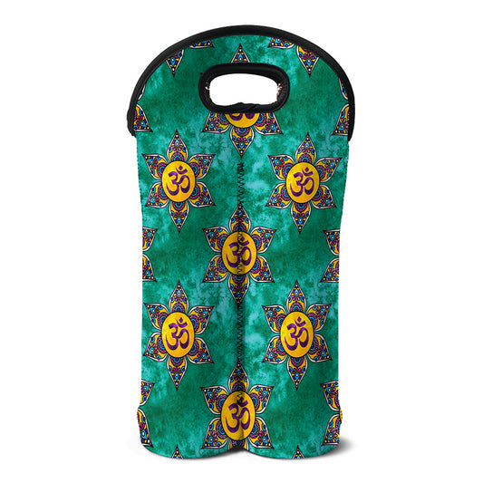 Boho Om Sign Pattern Print Double Neoprene Wine Tote