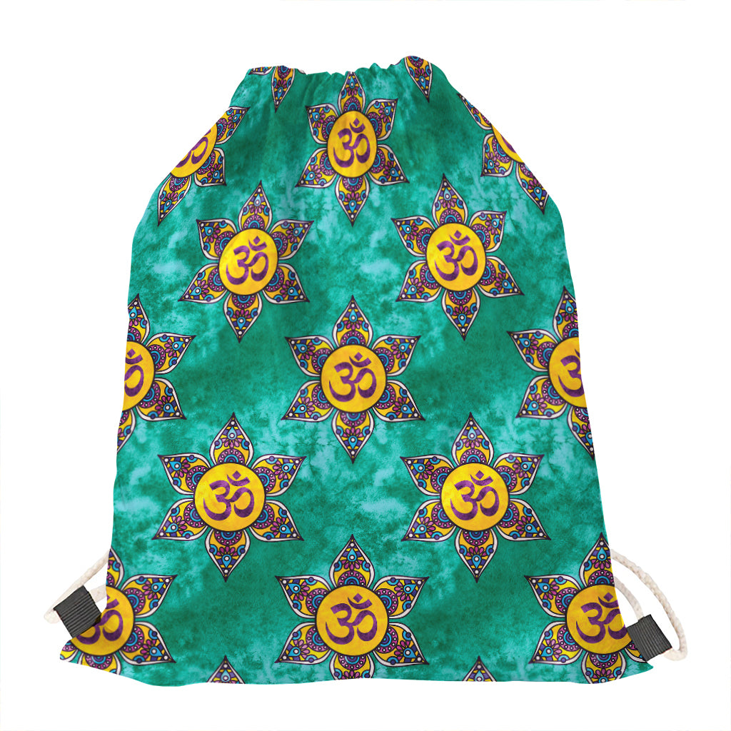 Boho Om Sign Pattern Print Drawstring Bag