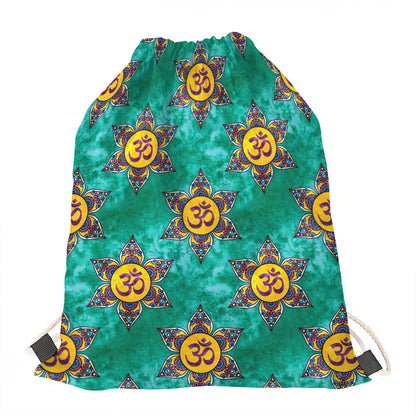 Boho Om Sign Pattern Print Drawstring Bag