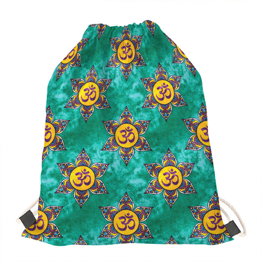 Boho Om Sign Pattern Print Drawstring Bag