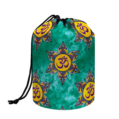 Boho Om Sign Pattern Print Drawstring Makeup Bag