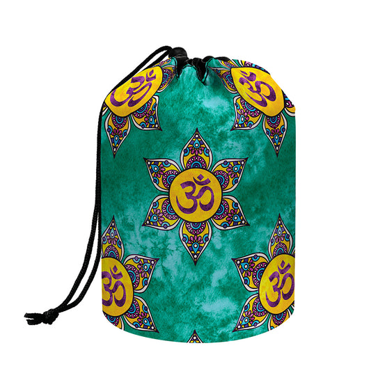 Boho Om Sign Pattern Print Drawstring Makeup Bag