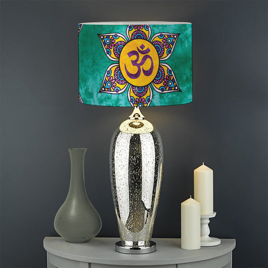 Boho Om Sign Pattern Print Drum Lamp Shade