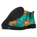 Boho Om Sign Pattern Print Flat Ankle Boots