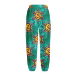 Boho Om Sign Pattern Print Fleece Lined Knit Pants
