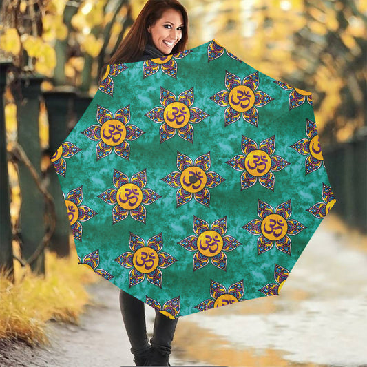 Boho Om Sign Pattern Print Foldable Umbrella