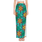 Boho Om Sign Pattern Print High Slit Maxi Skirt