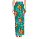 Boho Om Sign Pattern Print High Slit Maxi Skirt
