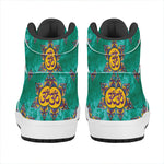 Boho Om Sign Pattern Print High Top Leather Sneakers
