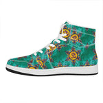 Boho Om Sign Pattern Print High Top Leather Sneakers