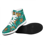 Boho Om Sign Pattern Print High Top Leather Sneakers