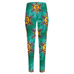 Boho Om Sign Pattern Print High-Waisted Pocket Leggings
