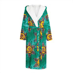 Boho Om Sign Pattern Print Hooded Bathrobe