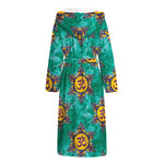 Boho Om Sign Pattern Print Hooded Bathrobe