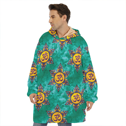 Boho Om Sign Pattern Print Hoodie Blanket