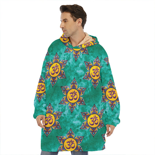 Boho Om Sign Pattern Print Hoodie Blanket