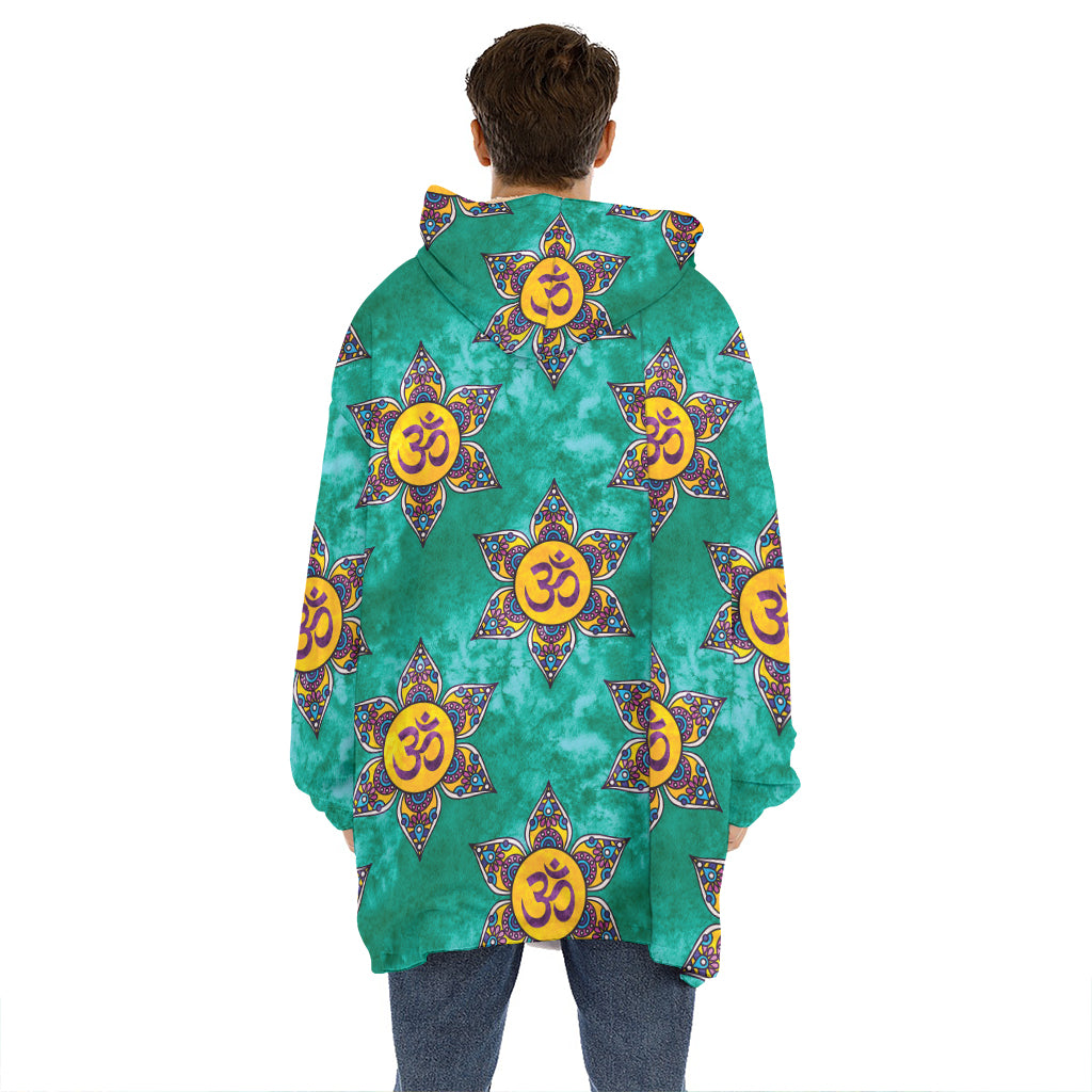 Boho Om Sign Pattern Print Hoodie Blanket
