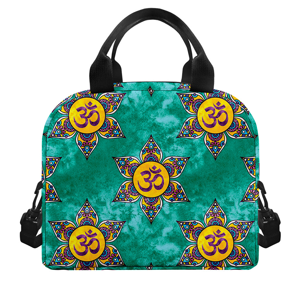 Boho Om Sign Pattern Print Insulated Lunch Bag
