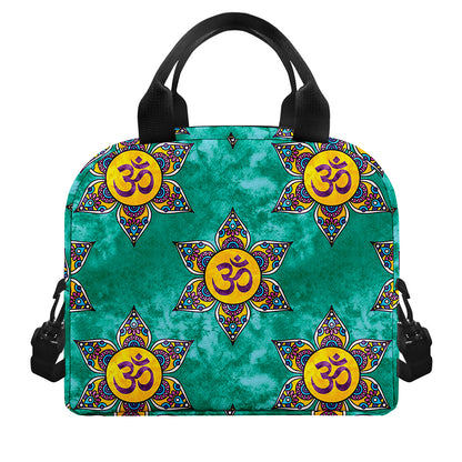 Boho Om Sign Pattern Print Insulated Lunch Bag