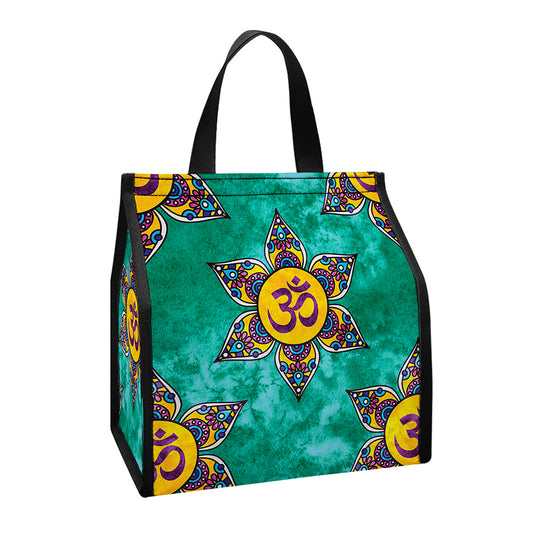 Boho Om Sign Pattern Print Insulated Lunch Tote