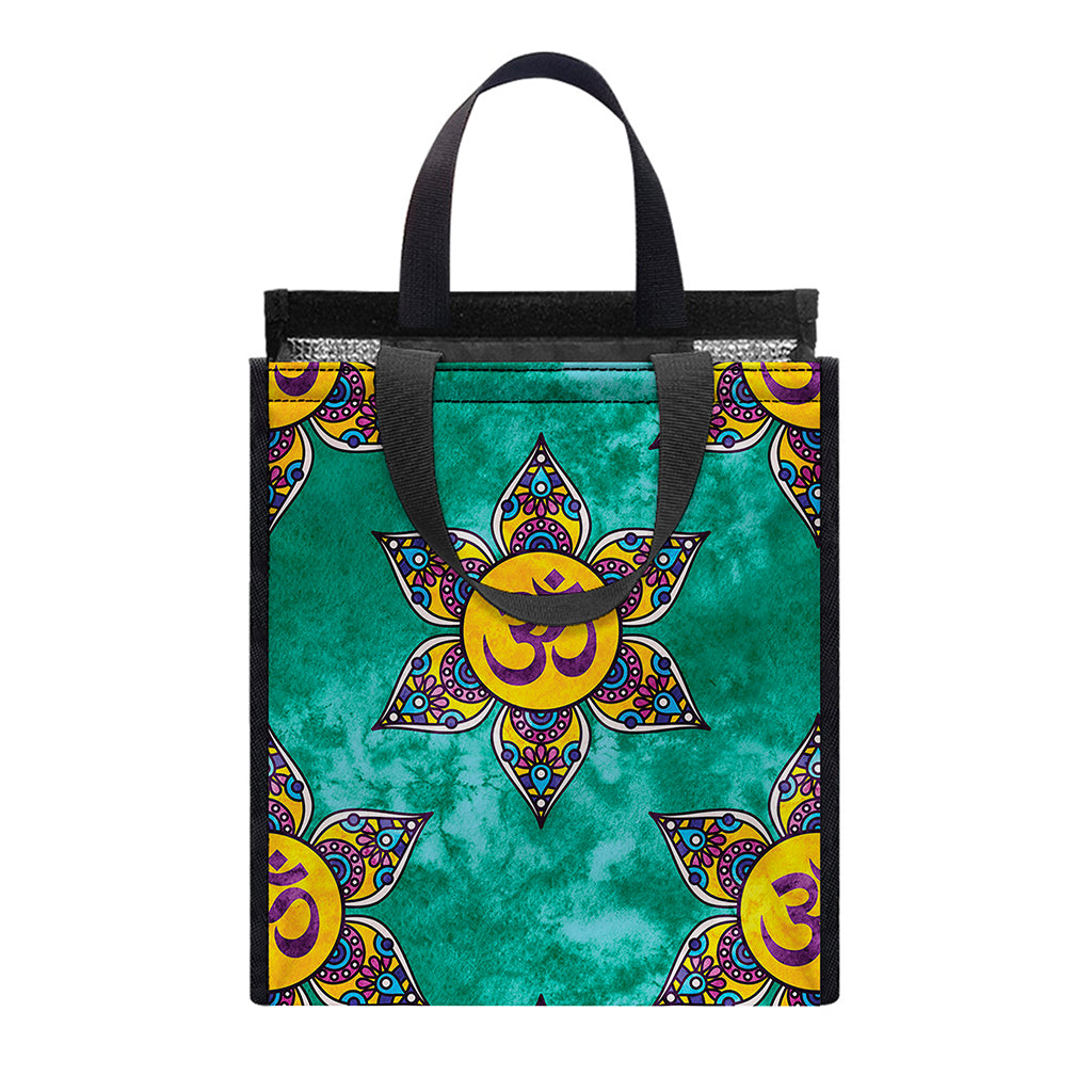 Boho Om Sign Pattern Print Insulated Lunch Tote