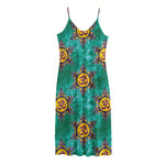 Boho Om Sign Pattern Print Jersey Midi Cami Dress