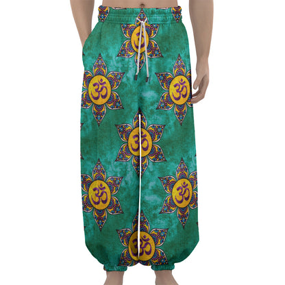 Boho Om Sign Pattern Print Lantern Pants