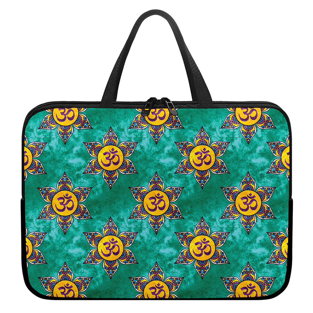 Boho Om Sign Pattern Print Laptop Sleeve With Handle