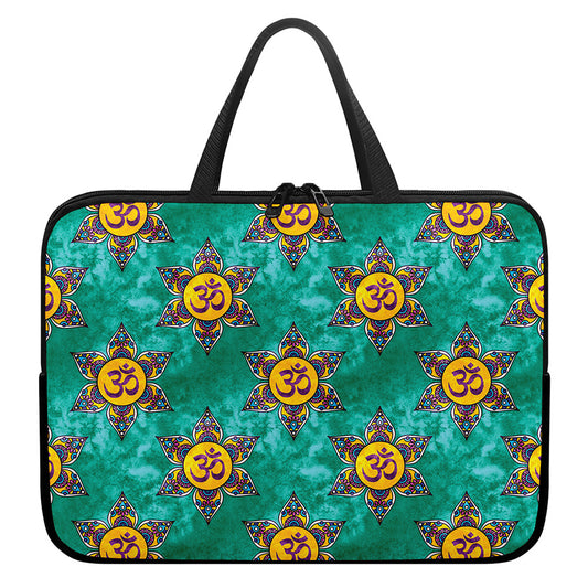 Boho Om Sign Pattern Print Laptop Sleeve With Handle